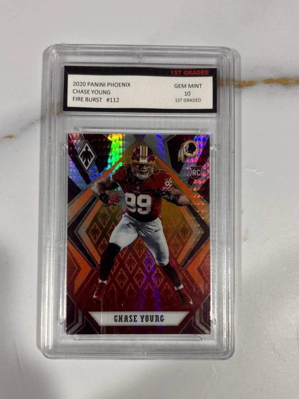 Chase Young 2020 Panini Phoenix Fire Burst #112 Rookie Card Graded 10